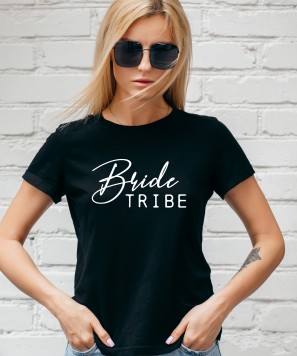 Tricou personalizat Petrecerea burlacitelor Bride Tribe, Negru